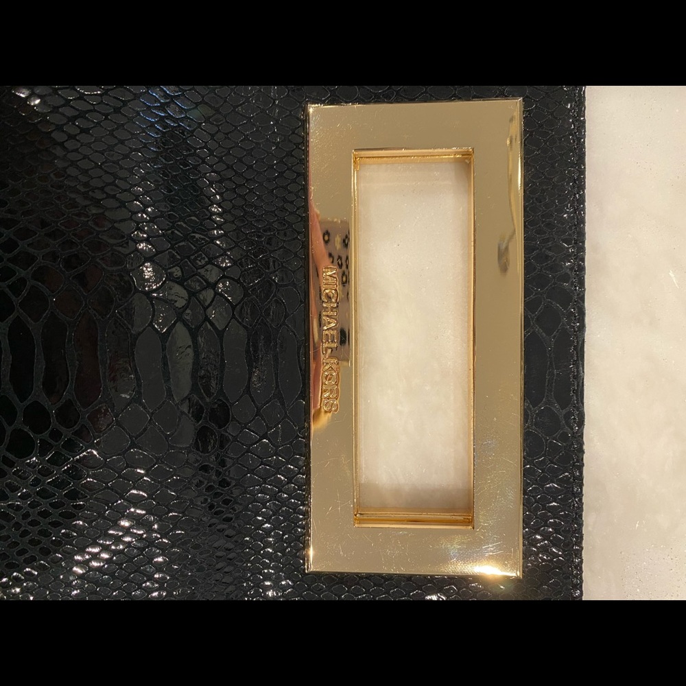 Michael Kors Berkeley Clutch - Python Black Patent - image 4